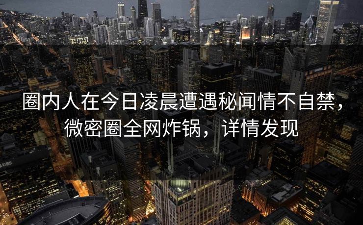圈内人在今日凌晨遭遇秘闻情不自禁，微密圈全网炸锅，详情发现