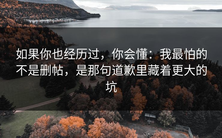 如果你也经历过，你会懂：我最怕的不是删帖，是那句道歉里藏着更大的坑